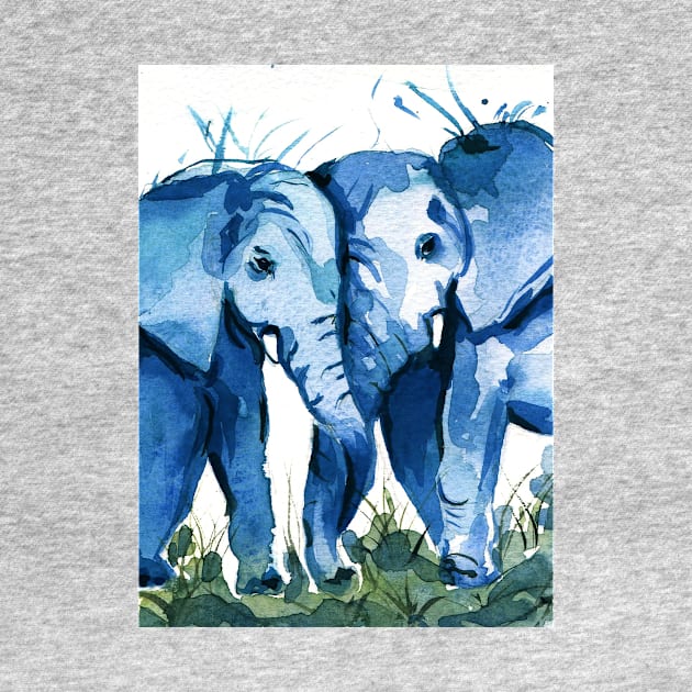 Elephants watercolor by NadiiaGogol